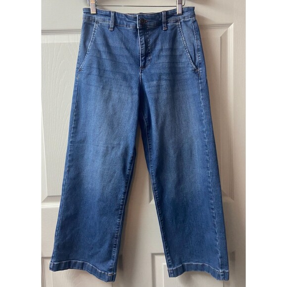 Ella Moss Cropped Jeans Womens 4 Blue Flat Front Wide Leg Slash Pockets Classic - Picture 1 of 10